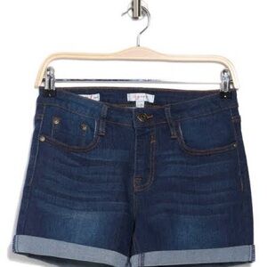 Vigoss Dark Blue Rolled-Hem Denim Shorts